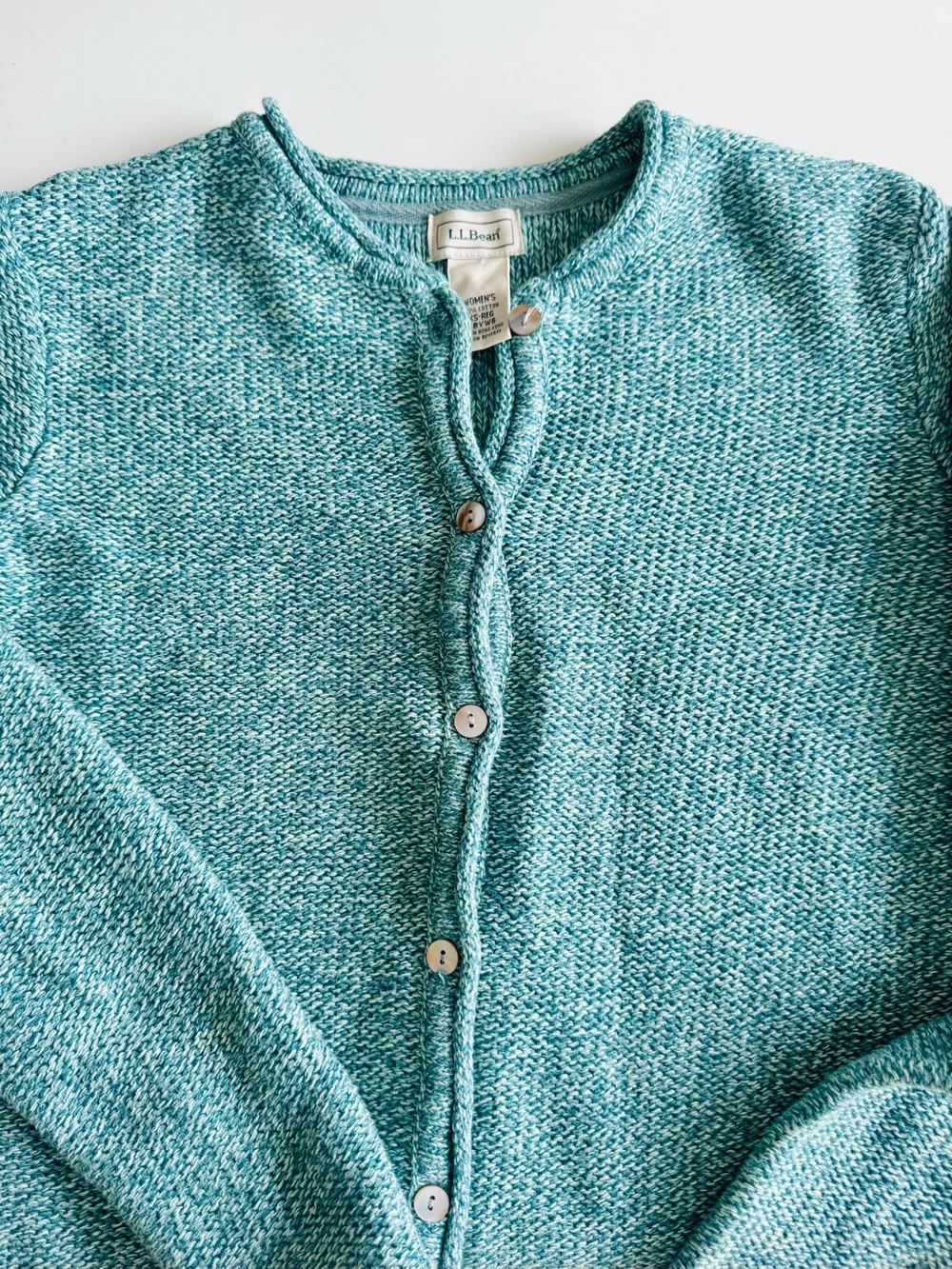 L.L. Bean Teal Green Button-Front Cardigan